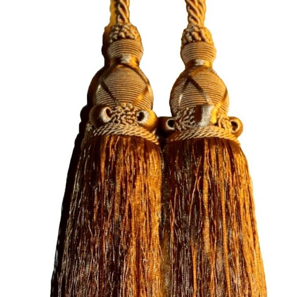 Curtain Tiebacks, Drapery Tassels, Royal Gold Silk Large and Bold - Picture 1 of 7